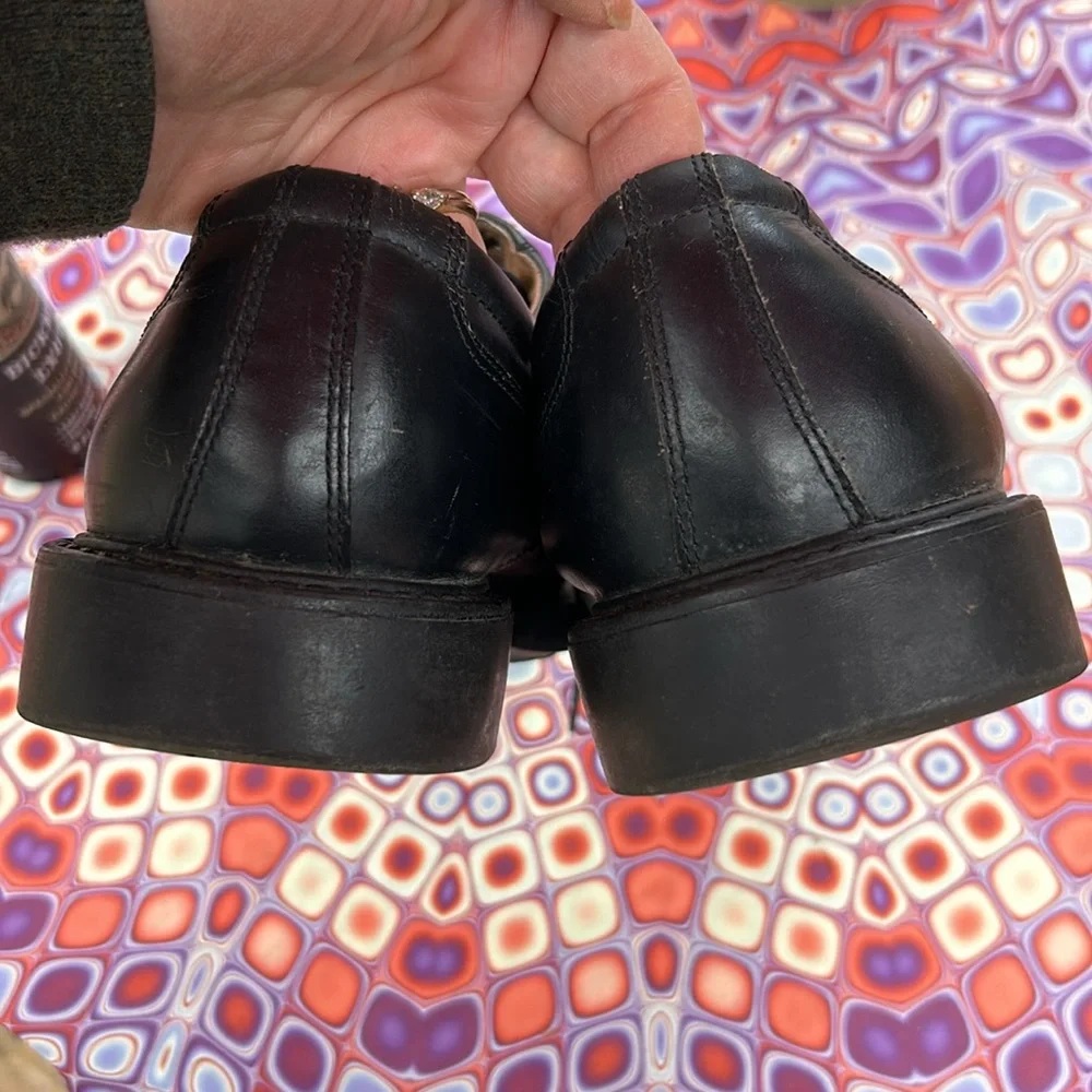 Mens Leather Black Dress or Work Shoes Size 11 Croft & Barrow; Good Condition